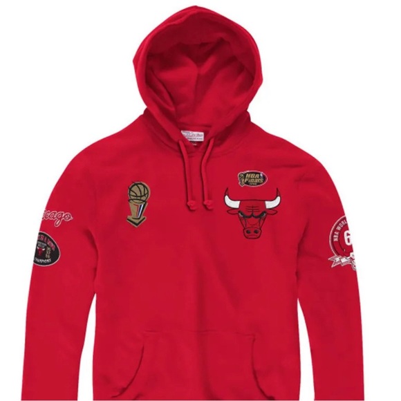 Mitchell Ness NBA Chicago Bulls Champ City Red Black Pullover